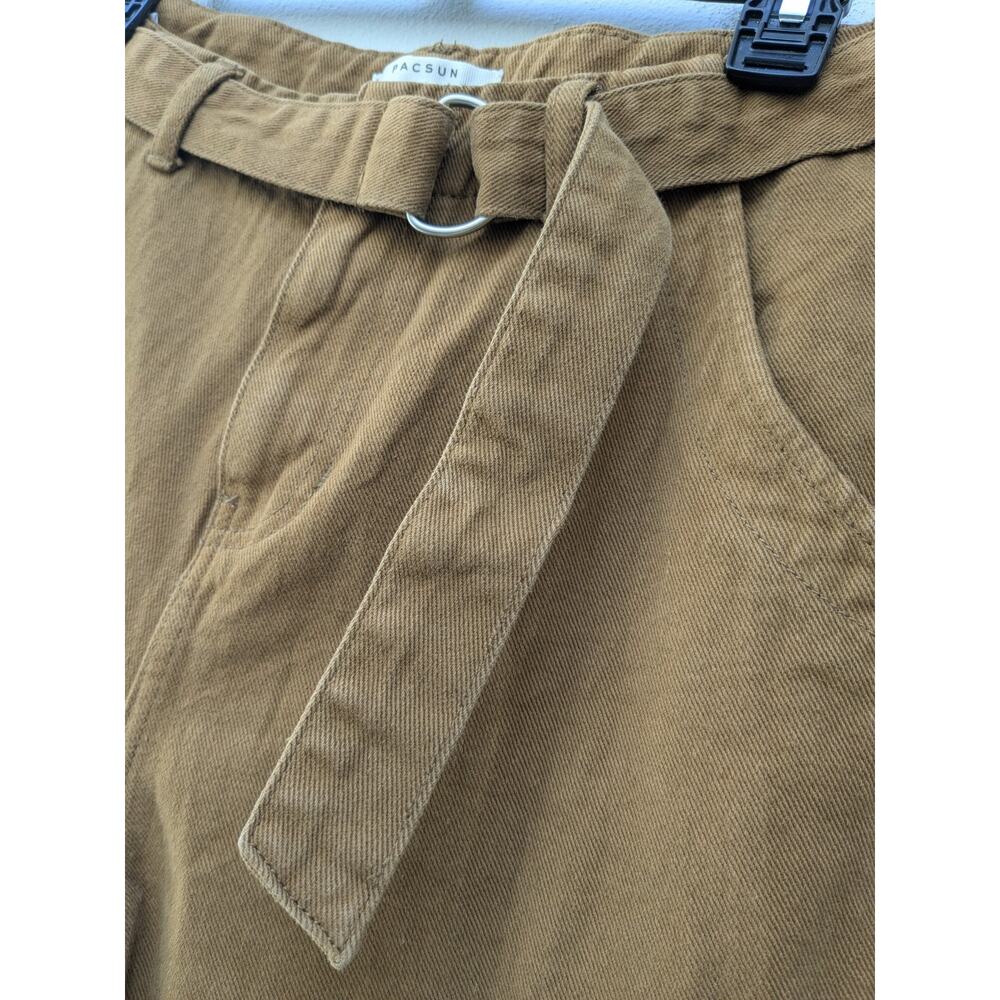 PacSun Women's Pants Utility Cargo Rustic Belted Brown Denim Size 28 - Picture 4 of 14